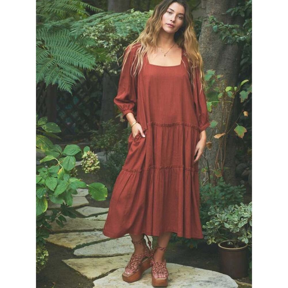 Anthropologie Rust Midi Dress